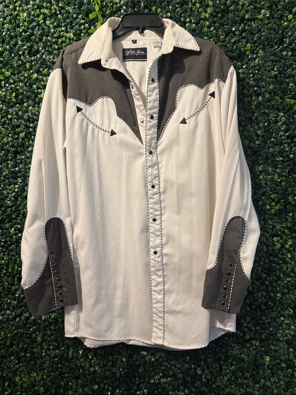 Michael Brandon Cream and Brown Western Button-Down Shirt